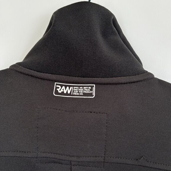 G-Star Raw 3301 Track Jacket Men L Black Contrast Shoulder Chest Pockets Stretch - Picture 6 of 13
